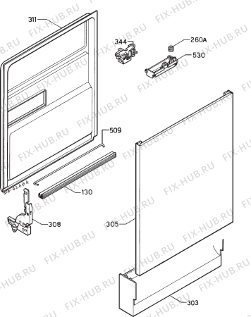 Взрыв-схема посудомоечной машины Faure LVO220W - Схема узла Door 003